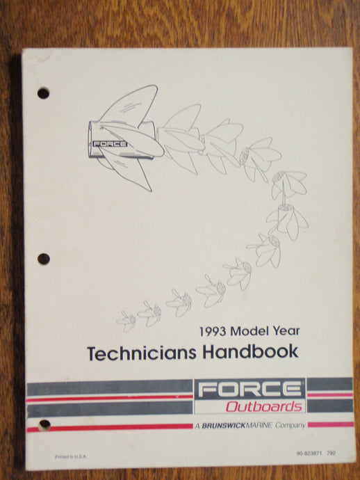 1993 FORCE OUTBOARD MOTORS OUTBOARDS MARINE TECHNICIANS HANDBOOK SERVICE MANUAL