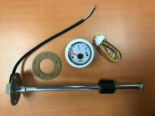 FUEL TANK GAUGE METER AND SENDER 21" STAINLESS WEMA KUS CPFR-WW-240-33 WHITE GAS