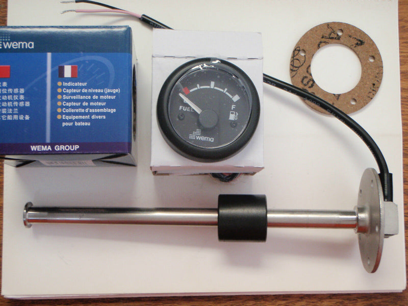 Load image into Gallery viewer, FUEL TANK GAUGE METER SENDER 12-1/2&quot; STAINLESS WEMA KUS UPFR-BB BLACK GAS
