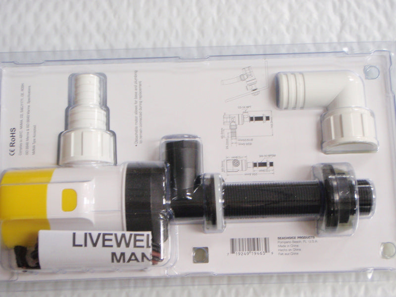 Load image into Gallery viewer, LIVEWELL BAITWELL PUMP 600 GPH SEACHOICE 19463 FOR 3/4&quot; HOSE MARINE BOAT BAIT
