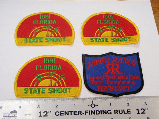 VINTAGE TRAP SKEET PATCHES 1991 FLORIDA STATE SHOOT RIVER RANCH SKEET CHAMPION