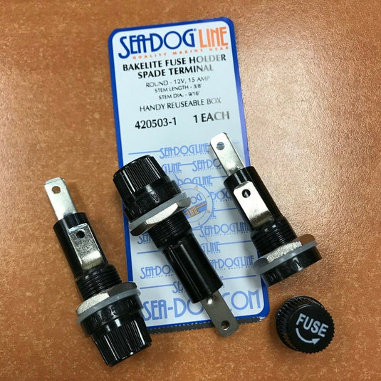 AGC FUSE HOLDER 3 PACK ROUND SEADOG 4205031 SPADE TERMINAL 15AMP MAX DC 12V