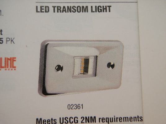 LED RECTANGULAR TRANSOM LIGHT STERN 02361 NAV STERN USCG COURTESY STAINLESS