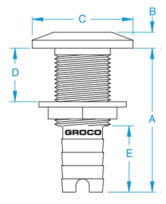 THRU-HULL FITTING GROCO 34-HTH2000S 2