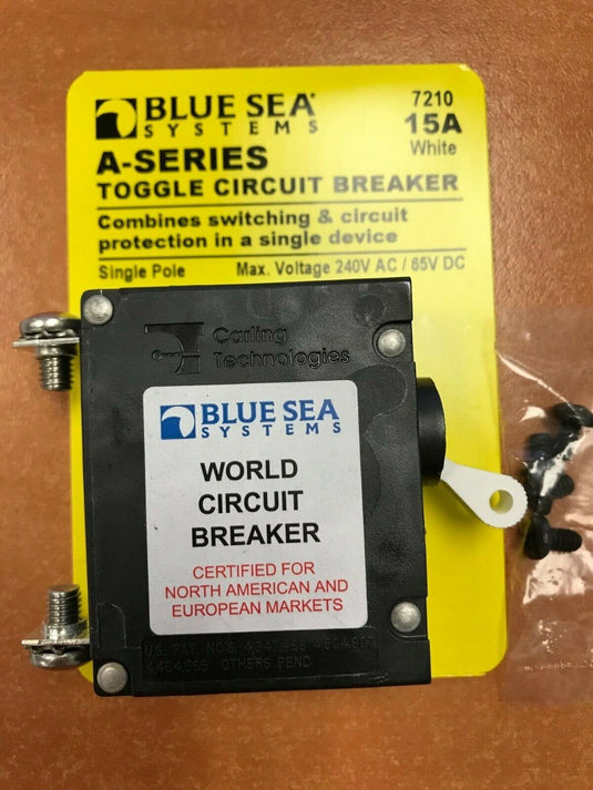 PANEL BREAKER AC/DC 639 551715 15 AMP WHITE BLUE SEA SINGLE POLE MAGNETIC MARINE