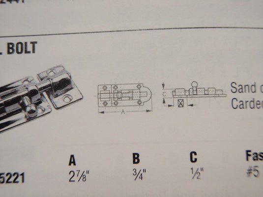 BARREL BOLT SEADOG CHROME BRASS 2225221 MARINE HARDWARE BOAT RV BOATINGMALL