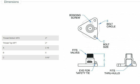 THRU HULL BRONZE ADAPTER 34-IBVF2000 2