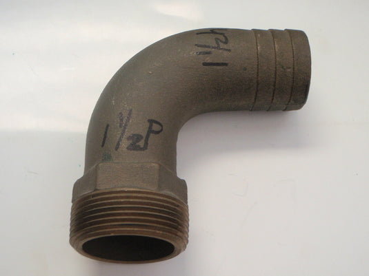 PIPE TO HOSE ADAPTER NIPPLE 1-1/2" NPT 1-1/2" HOSE BRONZE 90 DEGREE PLUMBING