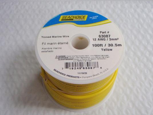 WIRE BOAT PRIMARY TINNED COPPER 12GA YELLOW 100FT 63087 EPM MARINE CABLE USA