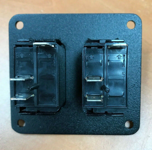 DOUBLE SWITCH PANEL 2 BLACK LIGHTED ON/OFF CARLING CONTURA III SWITCHES PSC21BK