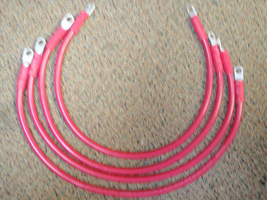 BATTERY CABLE 4 GAUGE 48" 4FT RED SET OF 4 CABLES WIRE TINNED MARINE BOAT WIRING