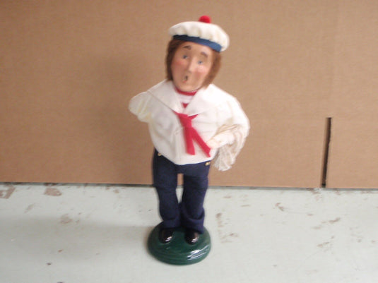 Byers Choice Caroler CHALFONT PA 2000 SAILOR HOLDING ROPE WHITE COAT AND HAT