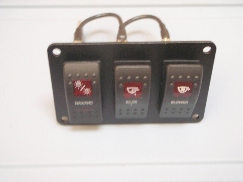 Load image into Gallery viewer, BOAT SWITCH PANEL BLACK RED LENS V1D1 PSC31BK VJD1D66B MARINE ELECTRICAL SWITCH
