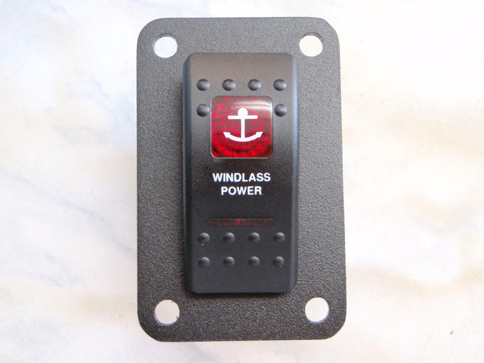 WINDLASS ROCKER SWITCH LIGHTED POWER ON/OFF WITH PANEL CARLING ANCHOR V1D1 20AMP