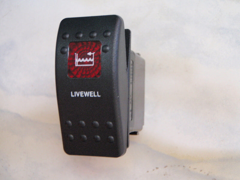 Load image into Gallery viewer, LIVEWELL PUMP SWITCH W/ VMS BOAT PANEL CARLING V1D1 1 RED LENS BLACK CONTURA II
