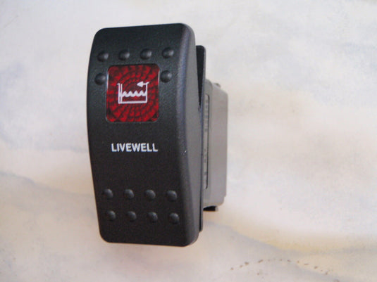 LIVEWELL PUMP SWITCH W/ VMS BOAT PANEL CARLING V1D1 1 RED LENS BLACK CONTURA II