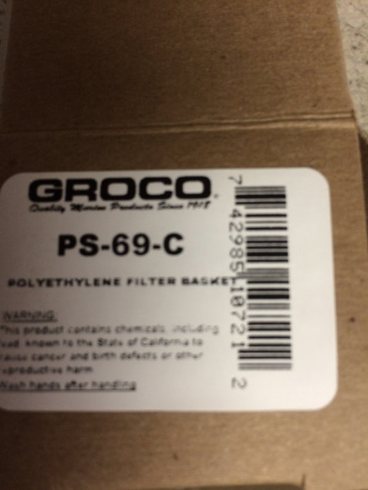 STRAINER BASKET GROCO 34 PS69C BP2 FITS ARG750 LENGTH 6" SCREEN POLYETHYLENE