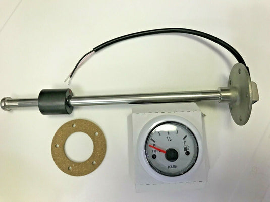 FUEL TANK GAUGE METER AND SENDER 8" STAINLESS WEMA KUS UPFR-WW-240-33 WHITE GAS