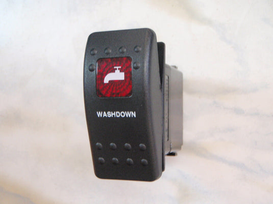 WASHDOWN PUMP SWITCH WITH VMS PANEL CARLING V1D1 1 RED LENS BLACK CONTURA II