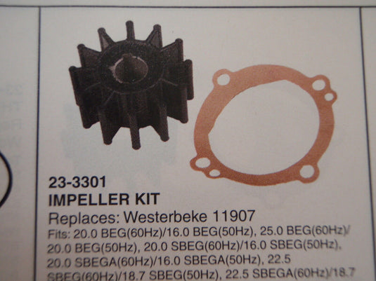 WESTERBEKE GENERATOR SIERRA IMPELLER KIT 23-3301 REPLACES 11907 SEE LIST GENSET