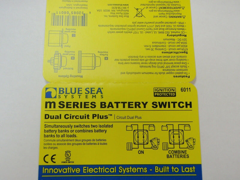 Load image into Gallery viewer, battery switch blue sea 6011 dual circuit plus M SERIES START HOUSE MARINE BOAT
