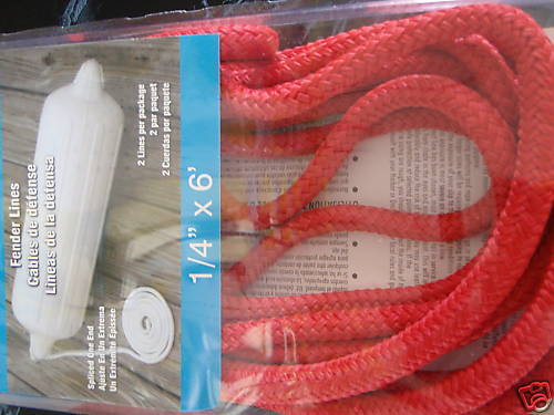 FENDER LINES 1/4" X 6FT EYE SPLICE RED 2PAC 40841 SEACHOICE MARINE PARTS SALE