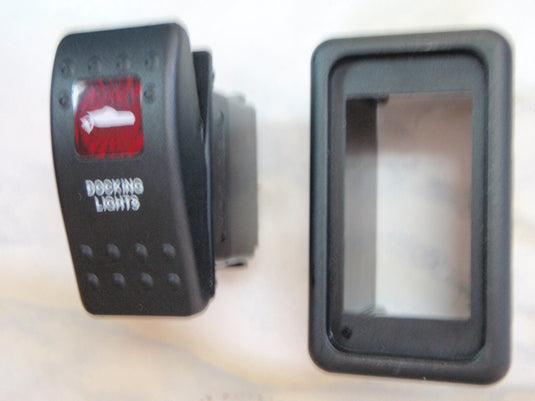 DOCKING LIGHTS SWITCH W/ VMS PANEL   CARLING V1D1 1 RED LENS BLACK CONTURA II