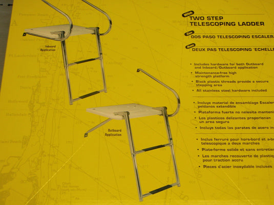 SWIM PLATFORM TOP MOUNT 2 STEP LADDER SEACHOICE 71351 OUTBOARD OR I/O BOATS