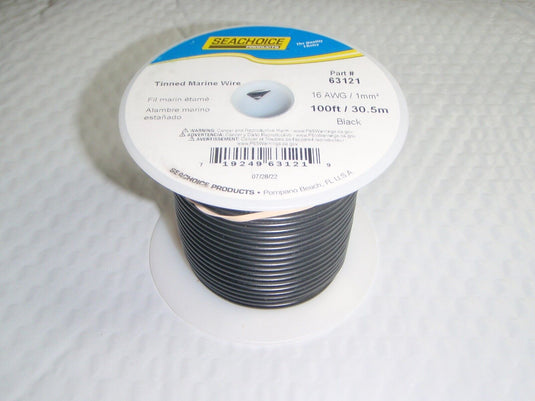 WIRE MARINE BOAT TINNED COPPER 16GA BLACK 100FT ROLL 63121 ELECTRICAL 12V DC