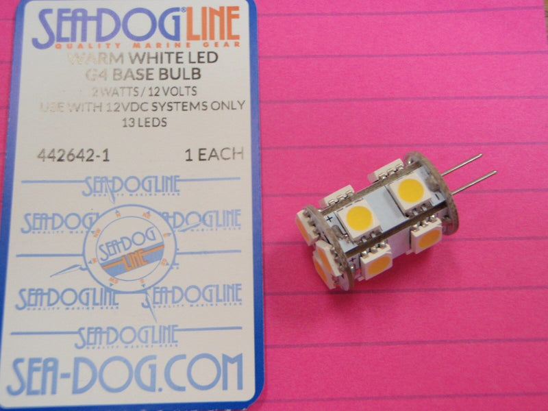 Load image into Gallery viewer, LED WARM WHITE G4 BASE BULB 2 WATTS 12 VOLT 13 LEDS 4426421 SEADOG MARINE LINE
