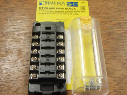 FUSE TERMINAL BLOCK 5035 BLUE SEA 6 CIRCUITS ATO ATC FUSE MARINE BOAT ELECTRIC