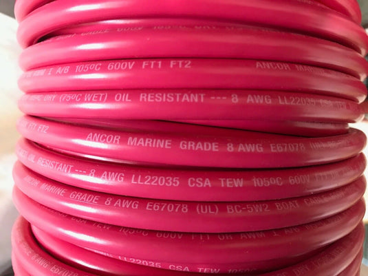 Battery cable wire 639 111510 Ancor 8 gauge 100ft red tinned marine boat wire