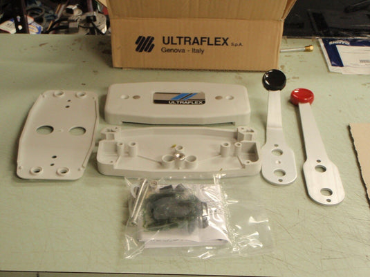 CONTROL BOX DUAL LEVER SIDE MOUNT UFLEX 216-B47 WHITE BOATINGMALL BOAT PARTS