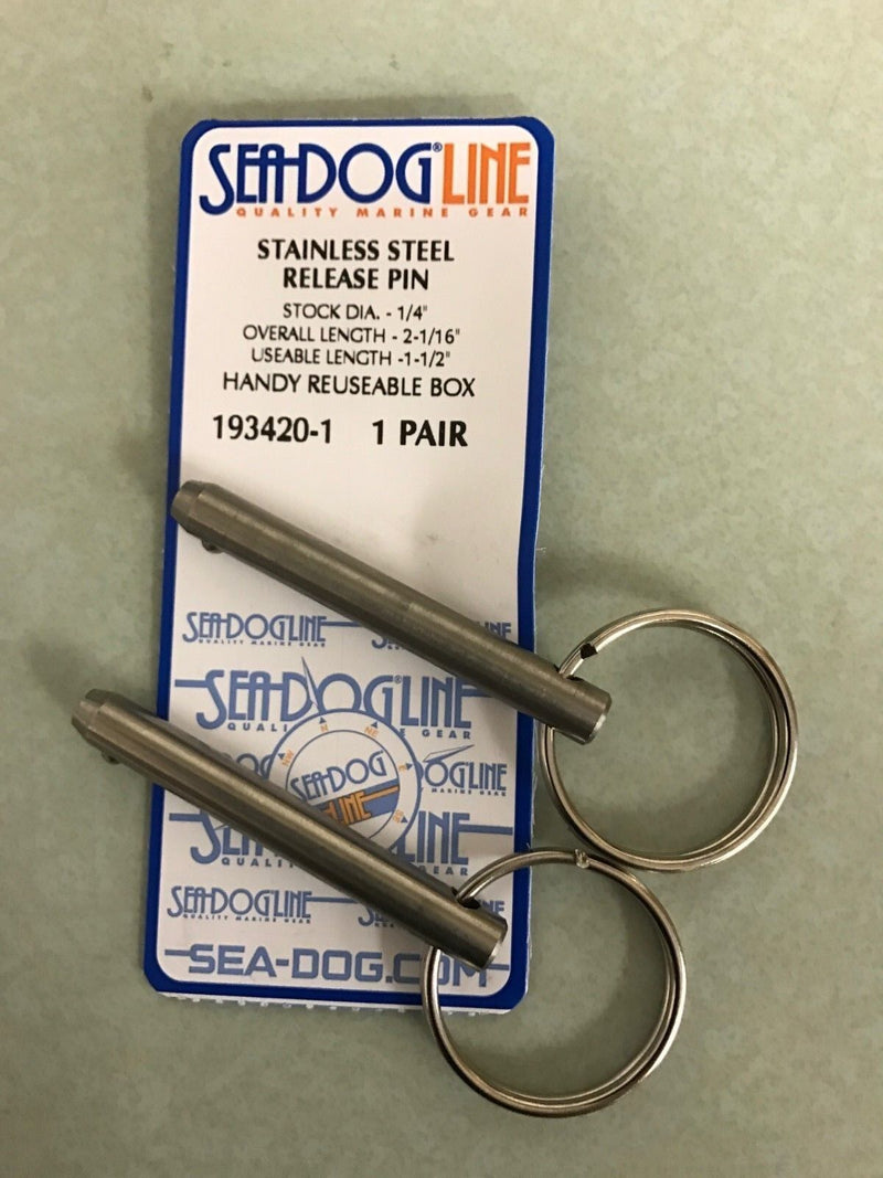 Load image into Gallery viewer, RELEASE PIN SEADOG 1934201 1/4&quot; STAINLESS PAIR BOAT TOPS COVERS BIMINI HARDWARE
