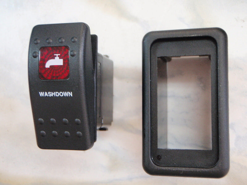 Load image into Gallery viewer, WASHDOWN PUMP SWITCH WITH VMS PANEL CARLING V1D1 1 RED LENS BLACK CONTURA II
