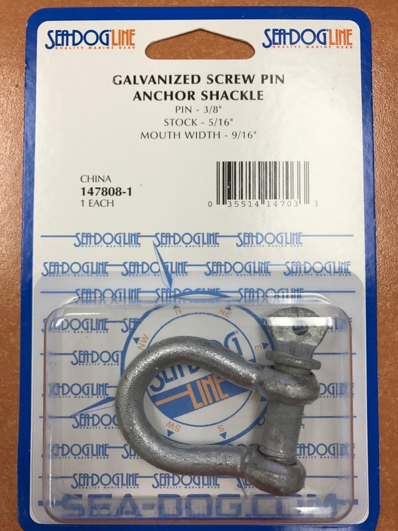 Load image into Gallery viewer, ANCHOR SHACKLE SCREW PIN SEADOG 5/16&quot; STOCK GALVANIZED 1478081 PIN 3/8&quot; BOAT
