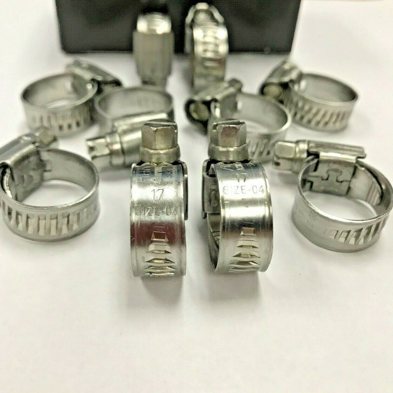 Load image into Gallery viewer, HOSE CLAMP 316 STAINLESS SIZE 4 MIN 7/16 MAX 3/4&quot; 390 13617 SCANDVIC 10 PACK
