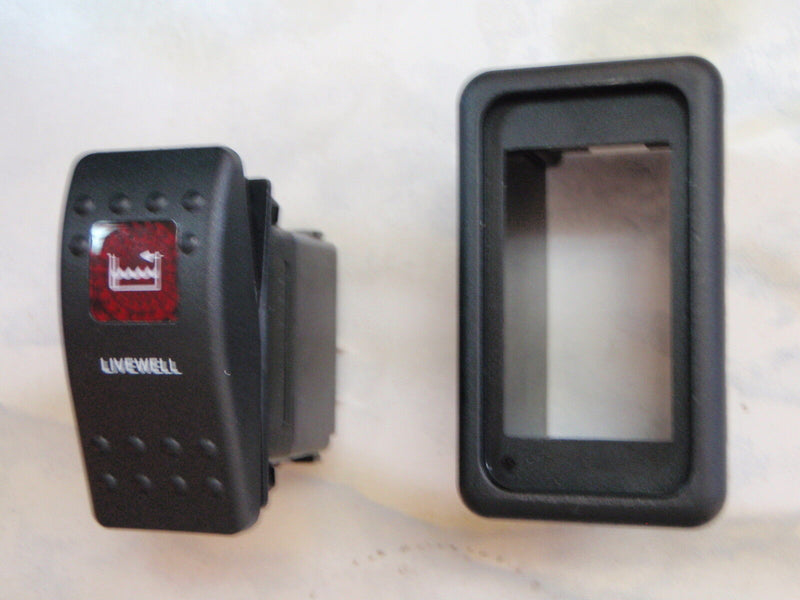 Load image into Gallery viewer, LIVEWELL PUMP SWITCH W/ VMS BOAT PANEL CARLING V1D1 1 RED LENS BLACK CONTURA II
