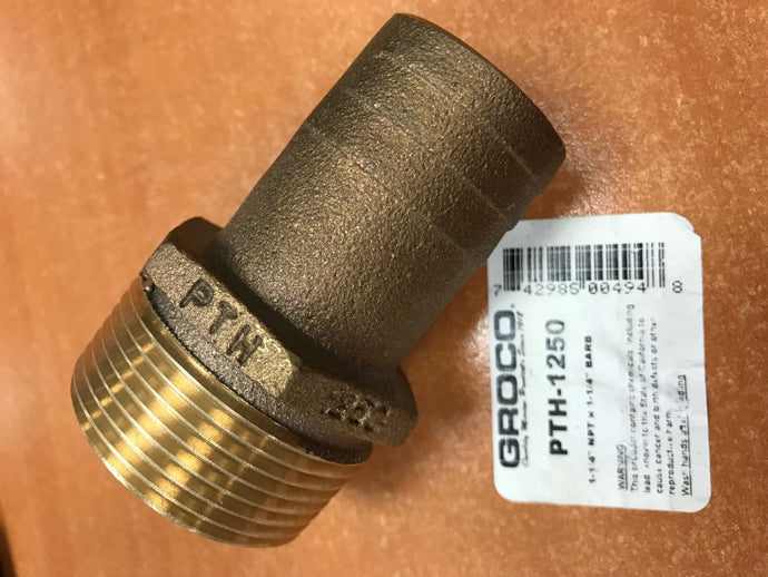 PIPE HOSE ADAPTER BARB CAST BRONZE 34 PTH1250 GROCO 1-1/4