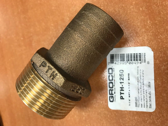 PIPE HOSE ADAPTER BARB CAST BRONZE 34 PTH1250 GROCO 1-1/4" PIPE 1-1/4" HOSE BOAT