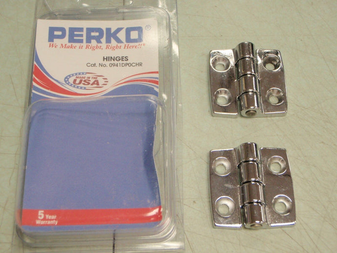 BUTT HINGE PAIR PERKO 0941DP0CHR CHROME PLATED ZINC MARINE HARDWARE BOATINGMALL