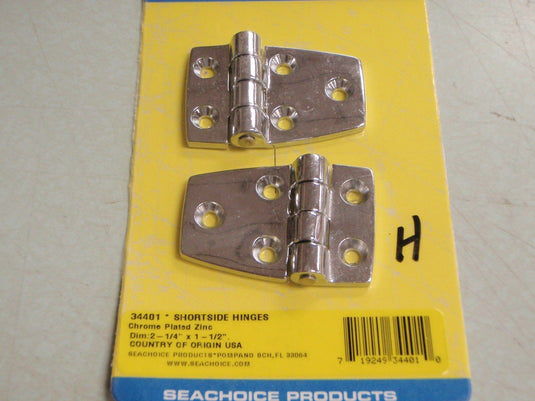 SHORT SIDE HINGE SEACHOICE 34401 CHROME ZINC PAIR MARINE BOAT HARDWARE EBAY PART