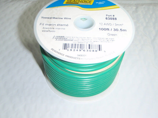 WIRE MARINE BOAT TINNED COPPER 12GA GREEN 100FT ROLL 63088 AC DC WIRING BONDING