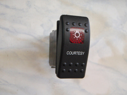 COURTESY LIGHT SWITCH ON OFF LIGHTED  CARLING V1D1 1 RED LENS BLACK CONTURA II