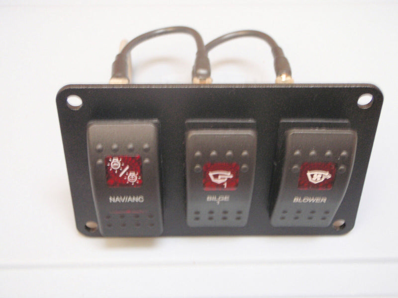 Load image into Gallery viewer, BOAT SWITCH PANEL BLACK RED LENS V1D1 PSC31BK VJD1D66B MARINE ELECTRICAL SWITCH
